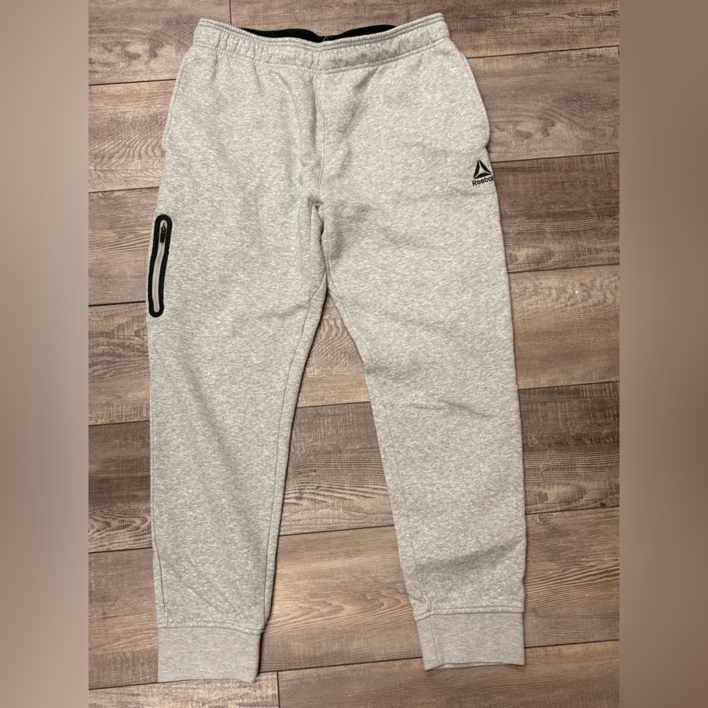 Reebok Light Gray Jogger Sweatpants with Black Trim